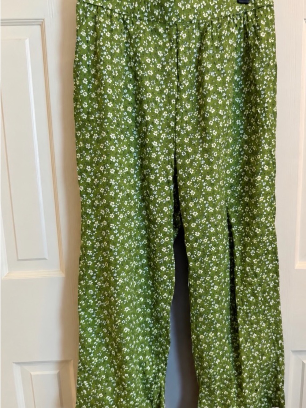 Toad&Co Olive Green Ditsy Floral Cropped Wide-Leg Pants